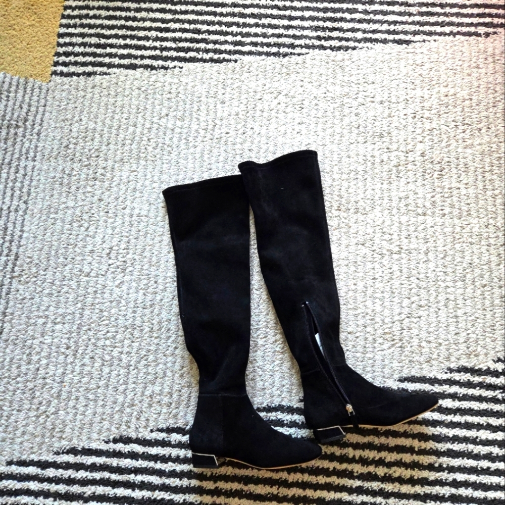 New Tory Burch Black Suede Over-the-Knee Boots